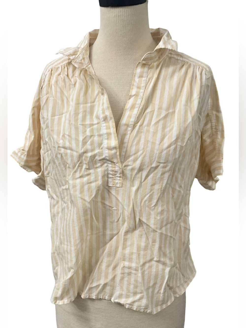 Universal Thread Light Yellow White Striped Popover Shirt Size L